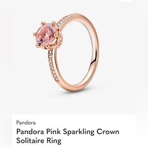 Pandora Rose Pink Solitaire Crown Ring Size 50 (5.25)